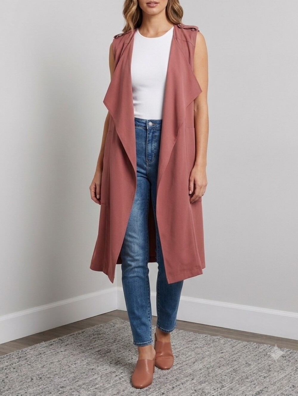 NWOT Elodie Longline Waterfall Duster Vest Spice Rust Terracotta LARGE